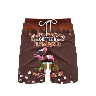 Flamingo Obsessive Coffee Count Me Beach Shorts For Men | Newhawaiianshirts UK