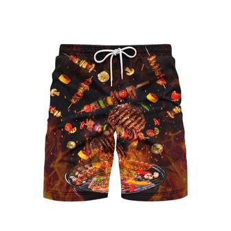 Food BBQ On Fire Beach Shorts For Men | Newhawaiianshirts AU