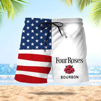 Four Roses Bourbon American Flag Swim Trunks | Newhawaiianshirts