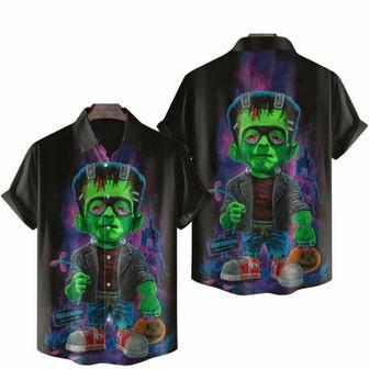 Frankenstein Art Painting Newspaper Horror Movie Halloween 1 Hawaiian Shirt | Newhawaiianshirts DE