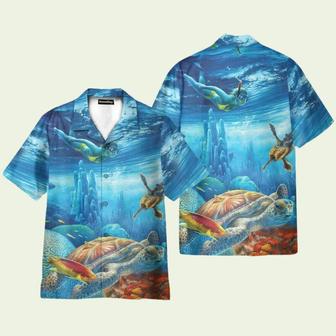 Freediving With Sea Turtles Hawaiian Shirt | Newhawaiianshirts AU