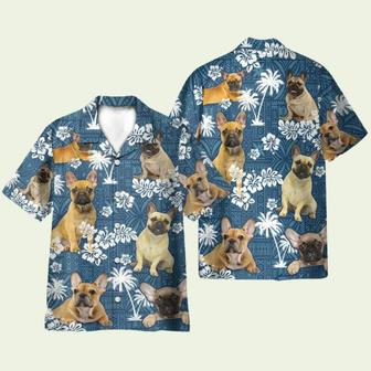 French Bulldog Blue Tribal Pattern Hawaiian Shirt | Newhawaiianshirts DE