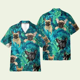 French Bulldog In Tropical Green Leaves Hawaiian Shirt | Newhawaiianshirts AU