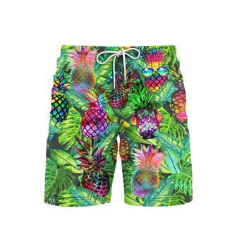 Fresh Fruit Pineapple Peace Life Colorful Beach Shorts For Men | Newhawaiianshirts DE