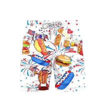 Funny American Hot Dog Of July Independence Day Patriotic Beach Shorts For Men | Newhawaiianshirts