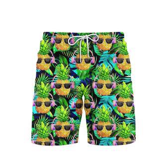 Funny DJ Pineapple Beach Shorts For Men | Newhawaiianshirts CA