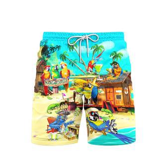 Funny Parrot In Summer Beach Party Cocktail Margaritaville Beach Shorts For Men | Newhawaiianshirts DE