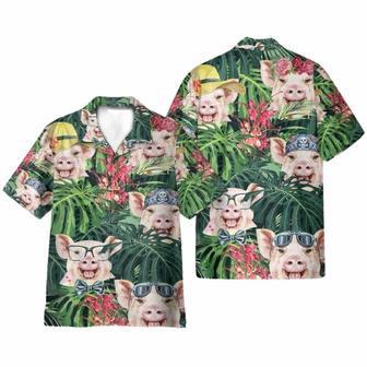 Funny Pig In Tropical Green Leaves Hawaiian Shirt | Newhawaiianshirts DE