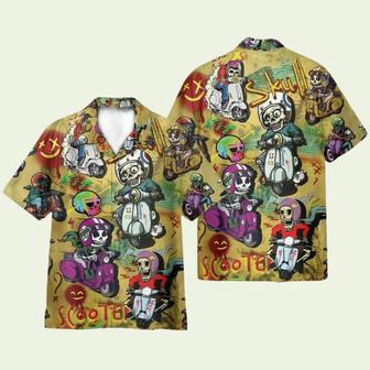 Funny Skull Riding Motorcycle Scooters Hawaiian Shirt | Newhawaiianshirts UK