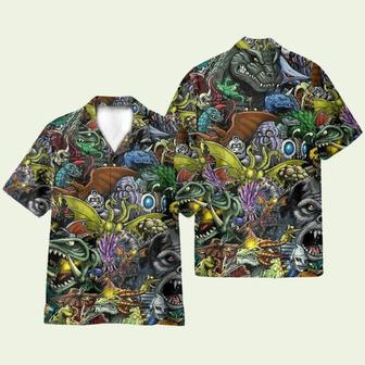 Gadzillo Collage Kaiju Monsters Cosplay Costume Hawaiian Shirt | Newhawaiianshirts UK