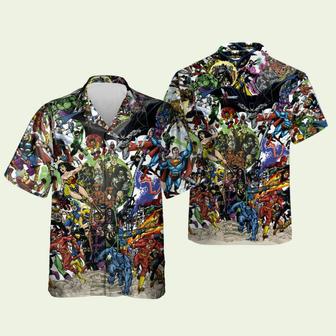 George Perez Avengers Vs Justice League Hawaiian Shirt | Newhawaiianshirts CA