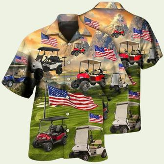 Golf Club Car Usa Flag Independence Day Hawaiian Shirt | Newhawaiianshirts UK