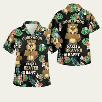 Good Wood Makes A Beaver Happy Summer Button Hawaiian Shirt | Newhawaiianshirts UK