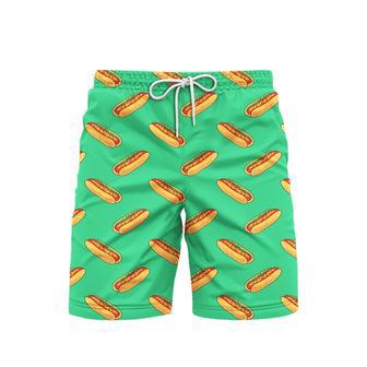 Green Hotdogs Beach Shorts For Men | Newhawaiianshirts UK