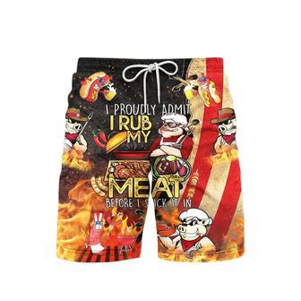 Grilling BBQ I Rub My Meat Before I Stick It In Beach Shorts For Men | Newhawaiianshirts DE