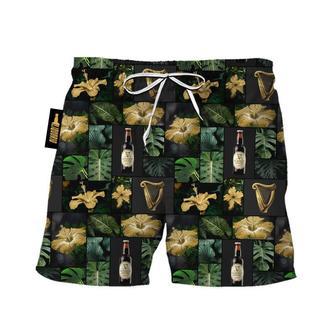 Guinness Tropical Hibiscus Flower Swim Trunks | Newhawaiianshirts