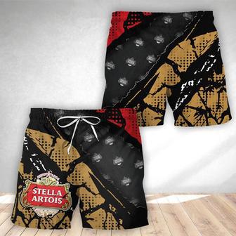 Halftone Stella Artois Swim Trunks | Newhawaiianshirts