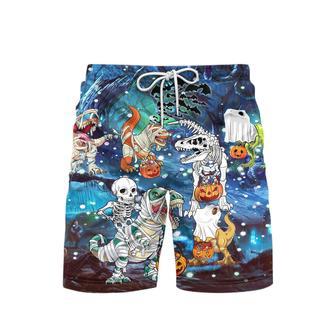 Halloween Dinosaur Scary Night Beach Shorts For Men | Newhawaiianshirts CA