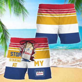 Hamm's Stop Staring At Horizontal Striped Swim Trunks | Newhawaiianshirts AU