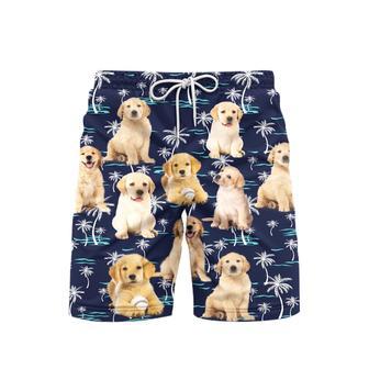 Happy Puppy Dog Palm Tree Beach Shorts For Men | Newhawaiianshirts DE