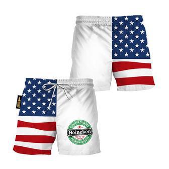 Heineken Amerian Flag Swim Trunks | Newhawaiianshirts AU