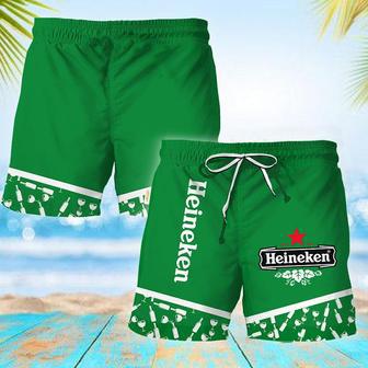 Heineken Bottle Pattern Swim Trunks | Newhawaiianshirts AU