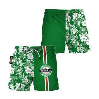 Heineken Flower Stripe Swim Trunks | Newhawaiianshirts CA