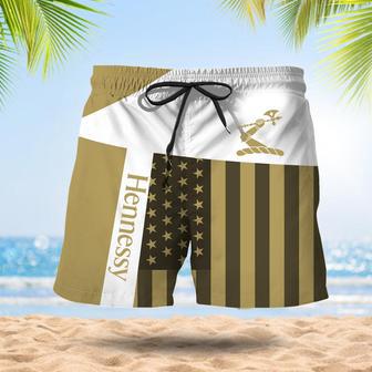 Hennessy American Flag Pattern Swim Trunks | Newhawaiianshirts CA