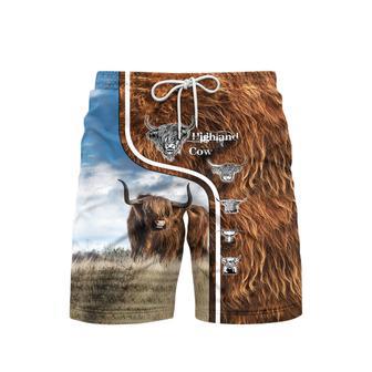 Highland Cattle Cow Swim Trunks With Mesh Lining For Men | Newhawaiianshirts AU