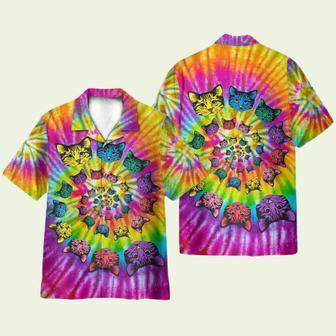 Hippie Cat Awesome Tie Dye Tropical Hawaiian Shirt | Newhawaiianshirts