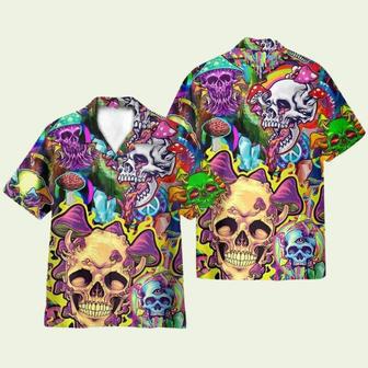 Hippie Mushroom Skull Trippy Hawaiian Shirt | Newhawaiianshirts DE