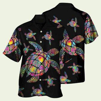 Hippie Turtle Love Ocean Black Style Hawaiian Shirt | Newhawaiianshirts CA