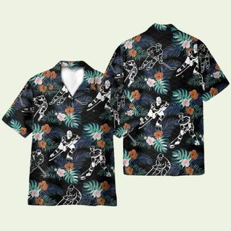 Hockey In Tropical Green Leaves Hawaiian Shirt | Newhawaiianshirts