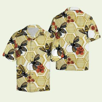 Honey Bee Hexagon Hawaiian Shirt | Newhawaiianshirts AU