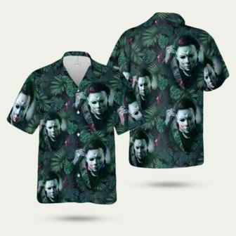 Horror Killer Michael Myers With Knife Green Tropical Hawaiian Shirt | Newhawaiianshirts UK