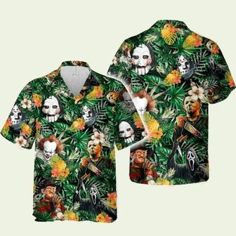 Horror Movie Characters Jason Voorhees Freddy Krueger Michael Myers Horror Halloween Hawaiian Shirt | Newhawaiianshirts UK