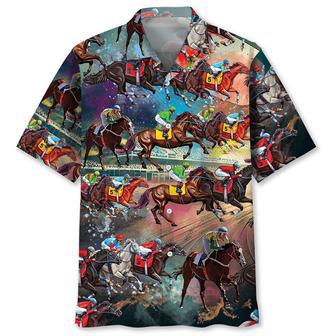 Horse Racing Color Hawaiian Shirt Summer Gifts | Newhawaiianshirts UK