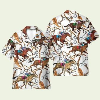 Horse Racing Colorful Horse Reins Pattern Hawaiian Shirt | Newhawaiianshirts UK