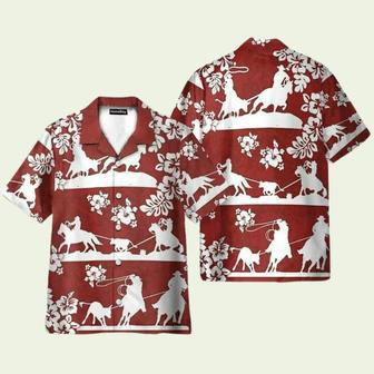 Horse Racing Cowboy Red Team Roping Hawaiian Shirt | Newhawaiianshirts UK