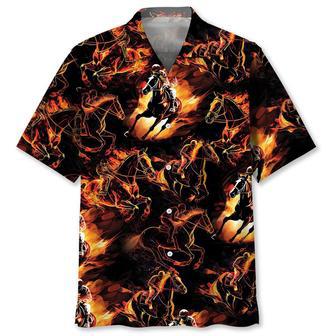 Horse Racing Fire Hawaiian Shirt Summer Gifts | Newhawaiianshirts UK