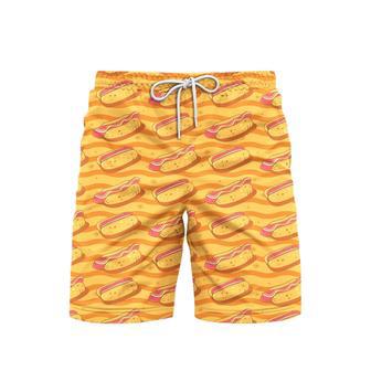 Hot Dogs Seamless Art Beach Shorts For Men | Newhawaiianshirts UK