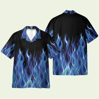 Hot Rod Car Blue Flame Pattern Hawaiian Shirt | Newhawaiianshirts AU