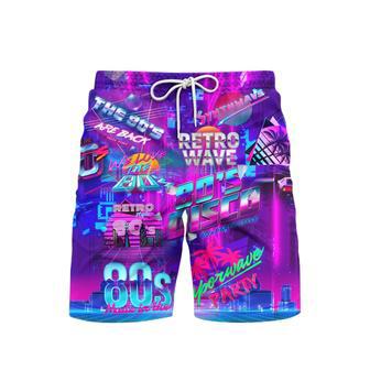 I love s Music Party Colorful Neon Lights Beach Shorts For Men | Newhawaiianshirts AU