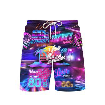 I Love The s Neon Music Beach Shorts For Men | Newhawaiianshirts