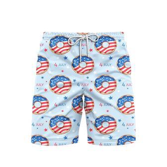 Independence Day Of July Blue And Red Donuts Patriotic Beach Shorts For Men | Newhawaiianshirts AU