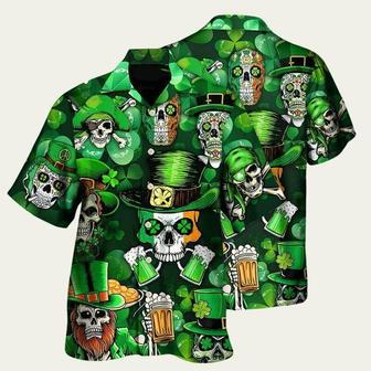 Irish Skull St Patricks Day Green Light Hawaiian Shirt | Newhawaiianshirts DE