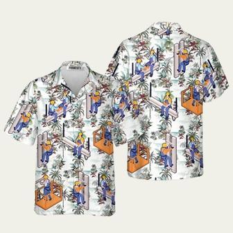 Ironworkers Floral Pattern Hawaiian Shirt | Newhawaiianshirts UK