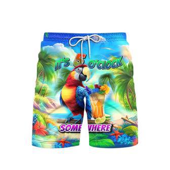 It's 5 O'Clock Somewhere Parrot Beach Shorts For Men | Newhawaiianshirts DE