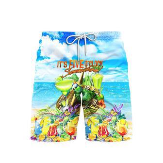 It's 5 O'clock Somewhere Parrot Cocktail Party Beach Shorts For Men | Newhawaiianshirts