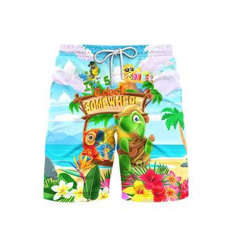 It's 5 O'clock Somewhere Turtle Parrot Beach Shorts For Men | Newhawaiianshirts UK